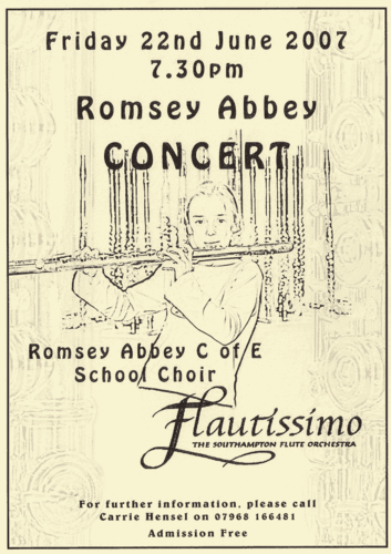 Poster for Romsey Abbey concert, 22nd May 2007