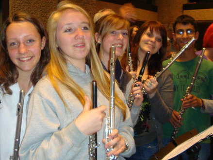 Flautissimo members in the massed flute choir