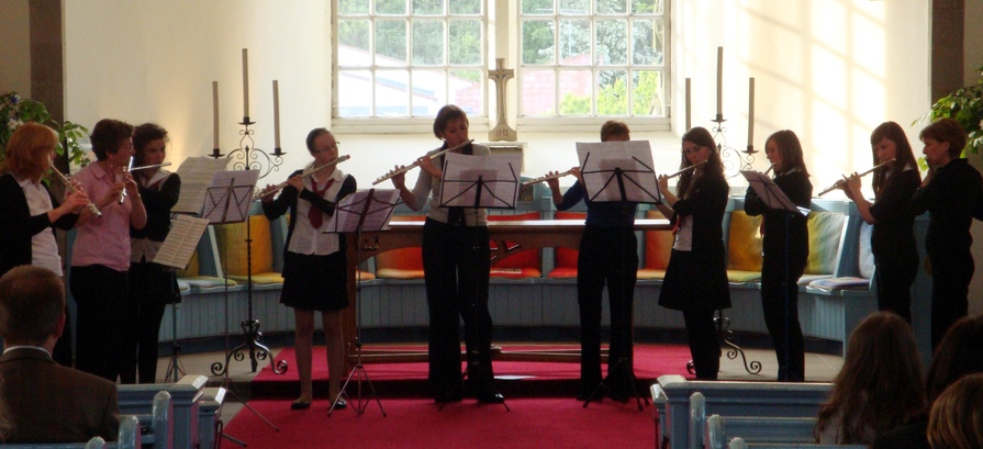 Peebles flute choir at  concert in Canongate Kirk