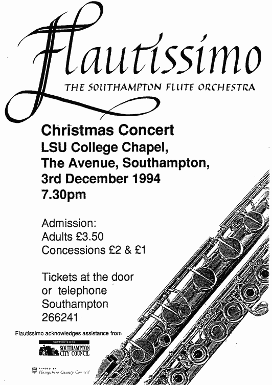 Poster for 3rd December 1994 concert