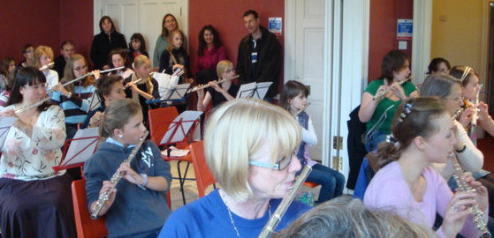 Participants performing to friends and family, October 2009